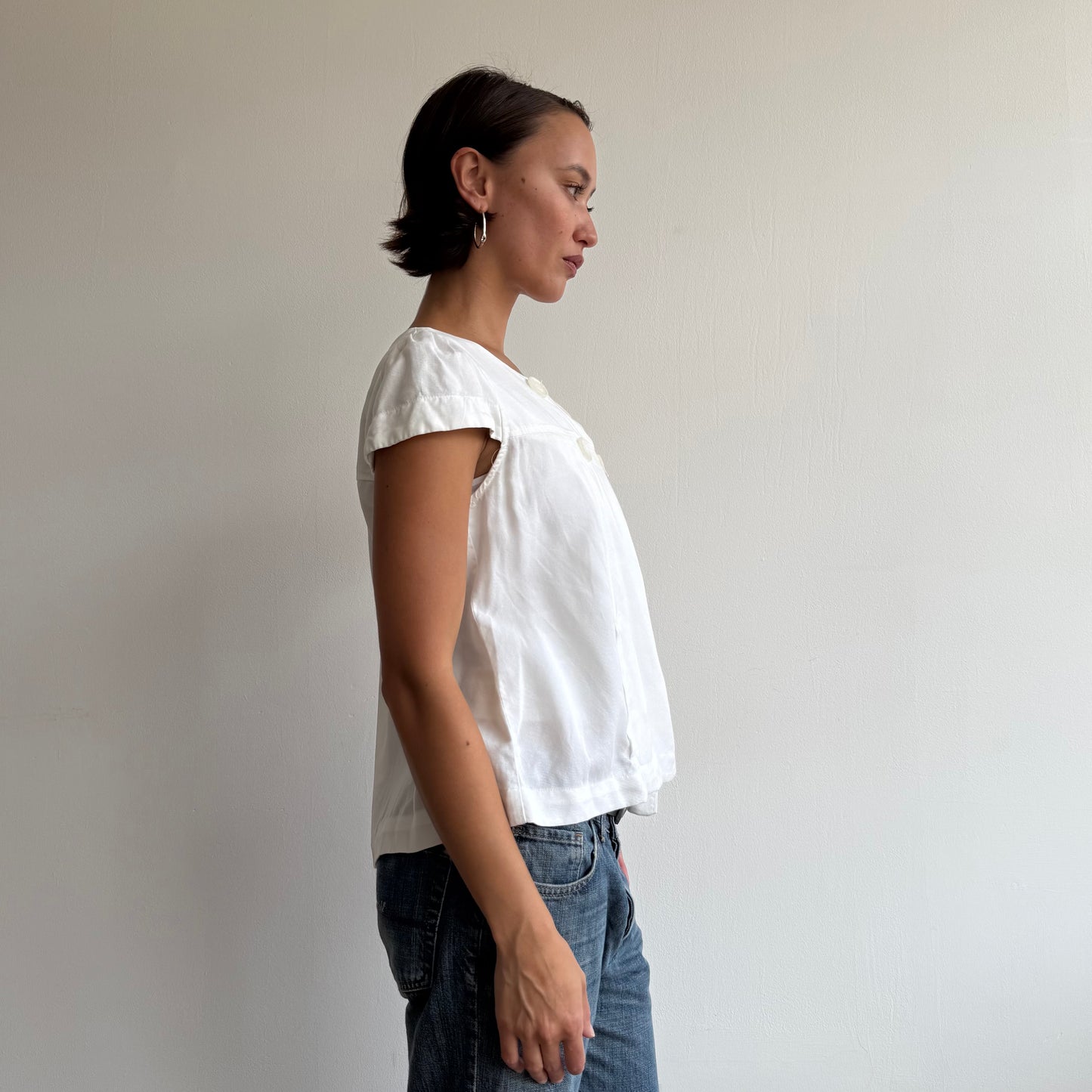White short sleeve peacoat - Size M-L