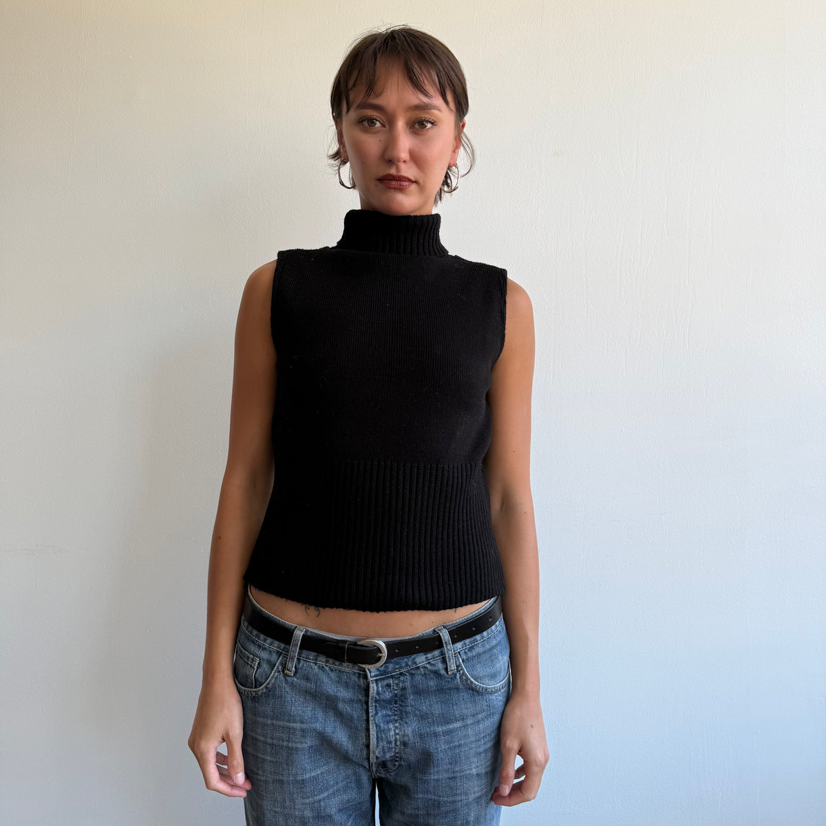 Black sleeveless knit jumper - Size S