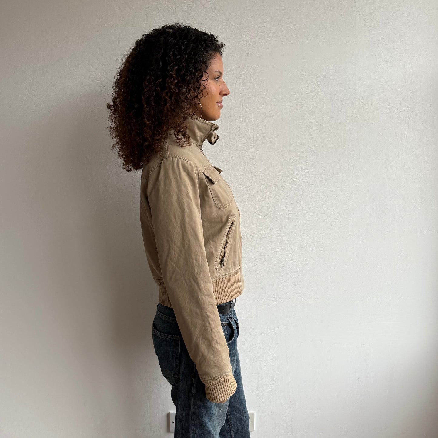 Beige cargo bomber jacket - Size S