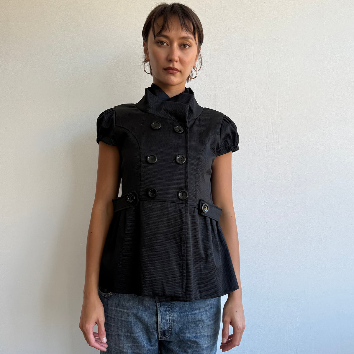 Black double breasted peacoat - Size L