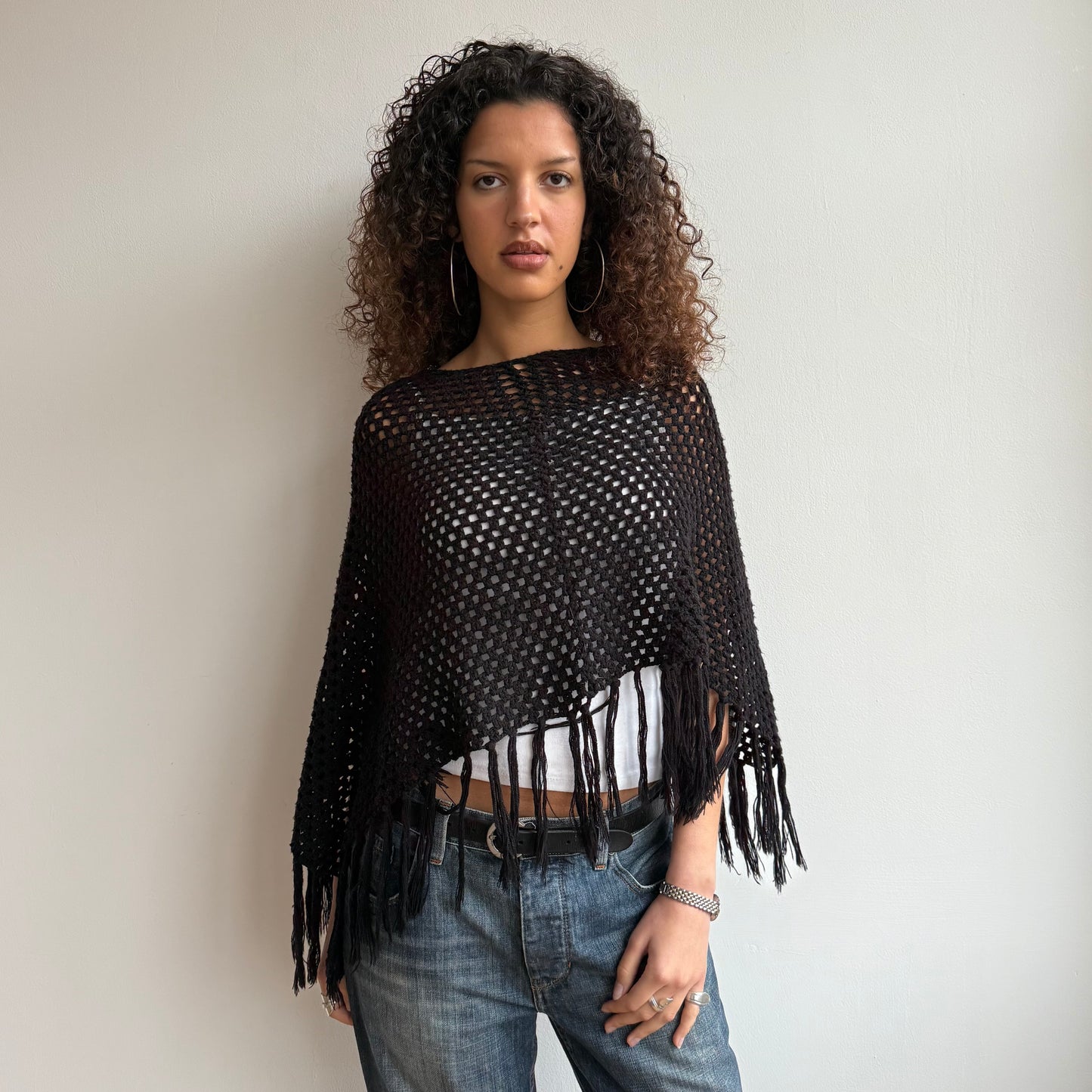 Black crochet poncho - Size S