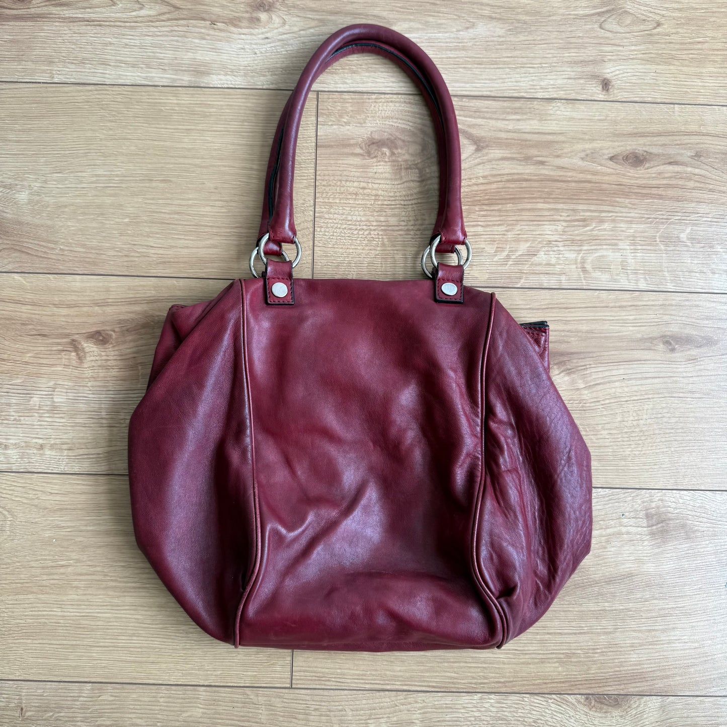 Burgundy leather handbag - One Size