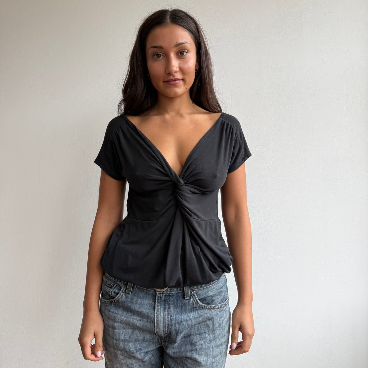 Black twist front top - Size M
