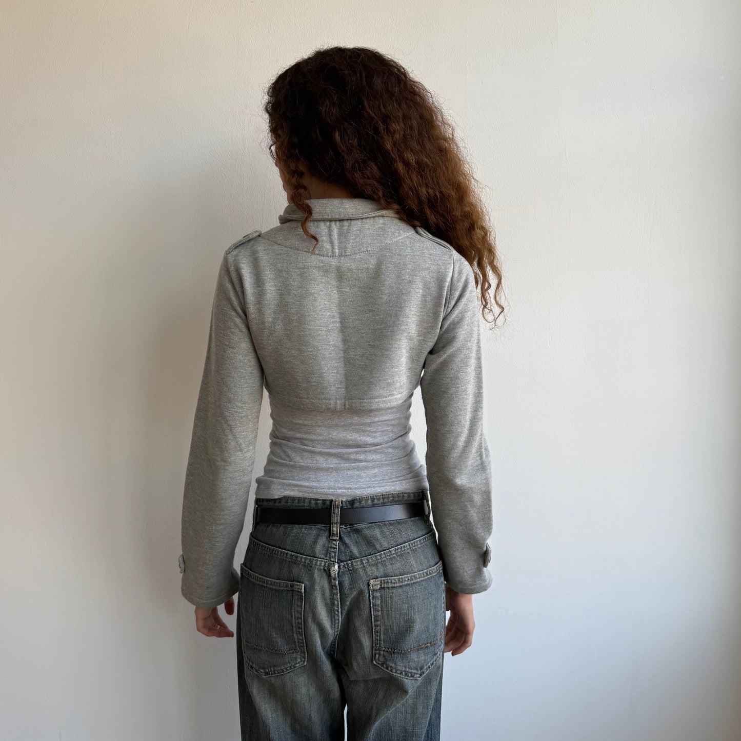 Grey cropped peacoat jumper - Size S + S/M