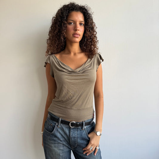 Miss Sixty khaki slouchy top - Size M