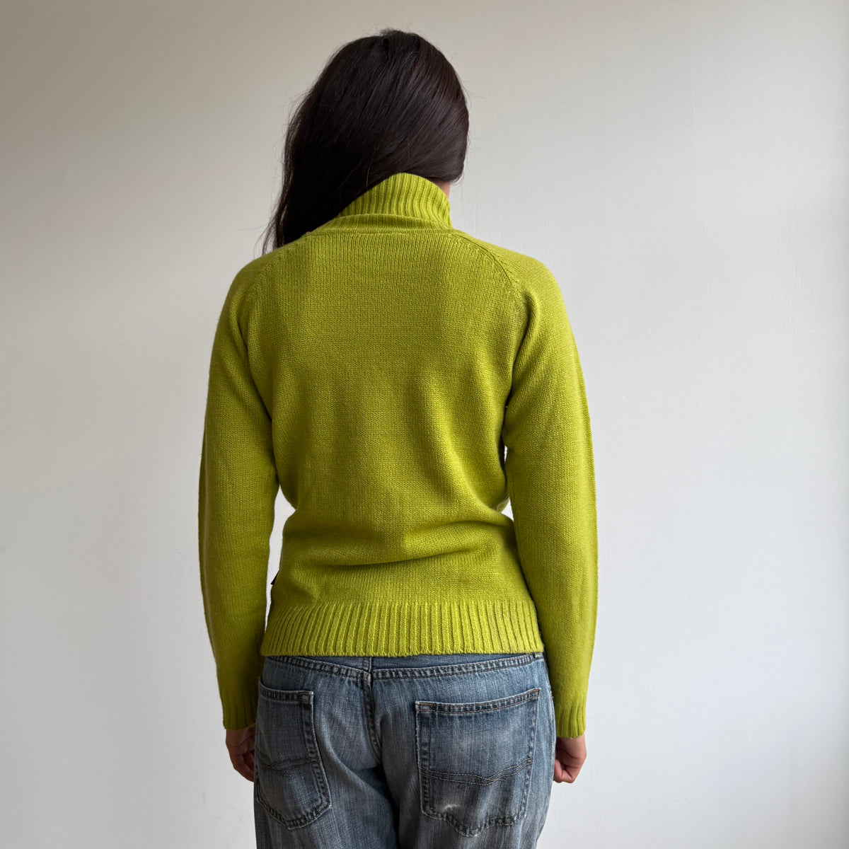 Green chunky knit roll neck - Size M