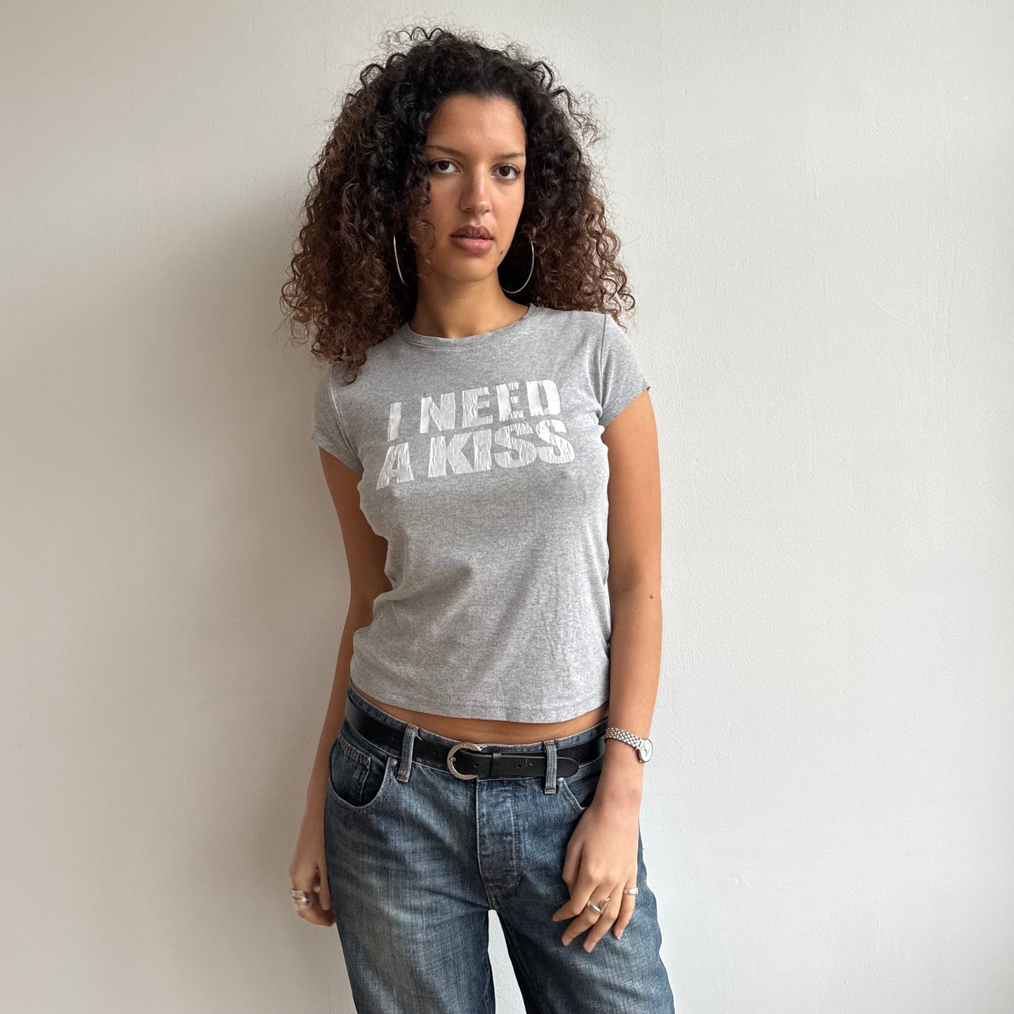 Grey graphic baby tee - Size M