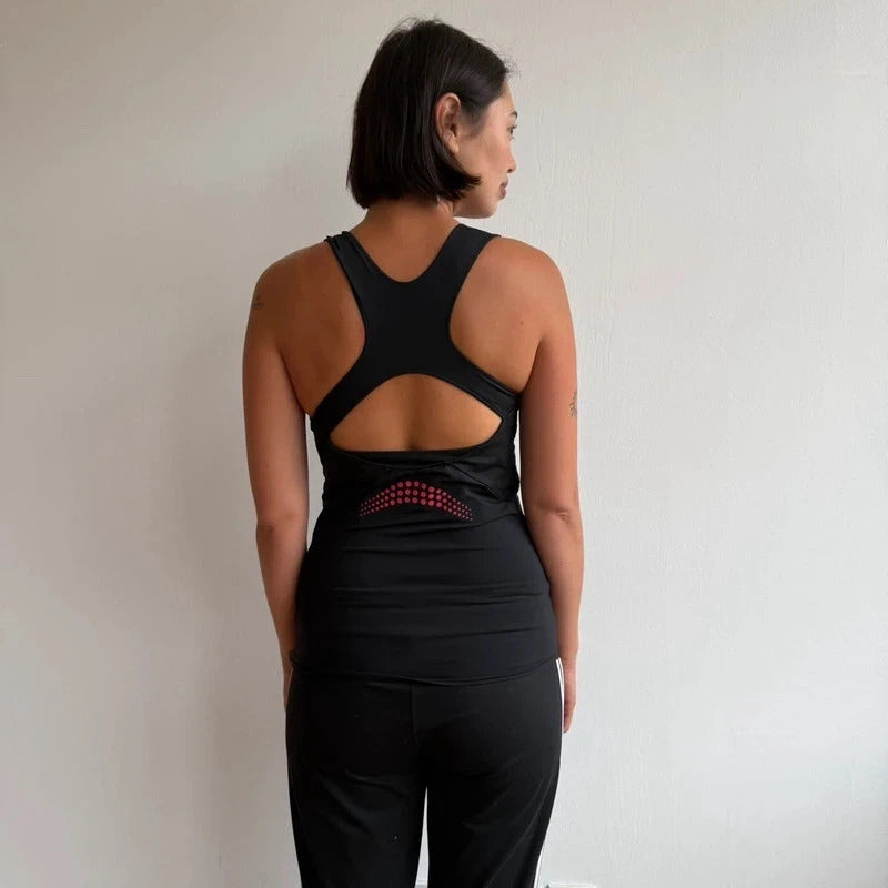 Black + pink sporty Reebok top - Size M