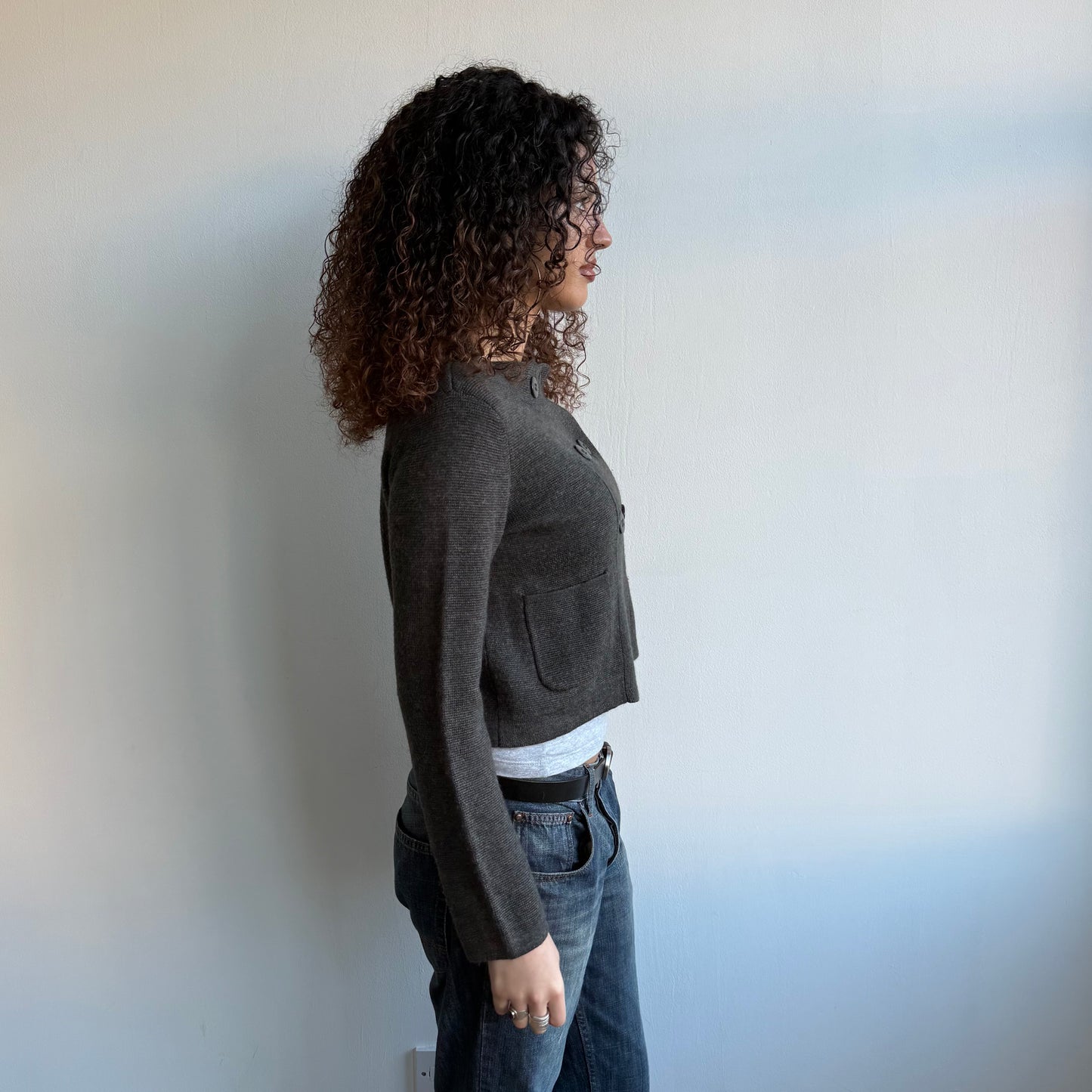 Grey double breasted peacoat jumper - Size S/M