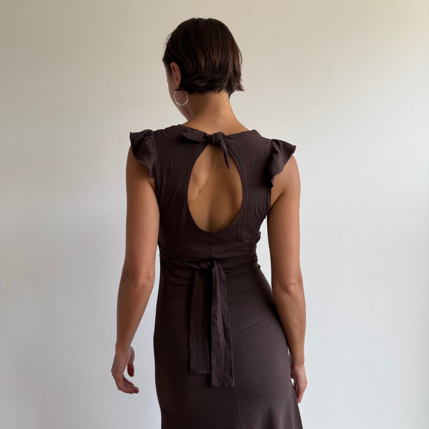 Brown keyhole midi dress - Size S