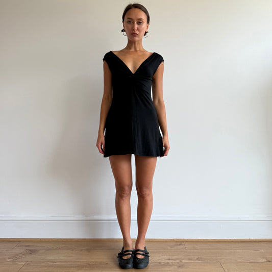 Black twist keyhole mini dress - Size S