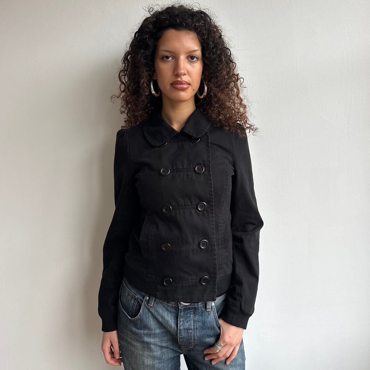 Black double breasted bomber - Size S