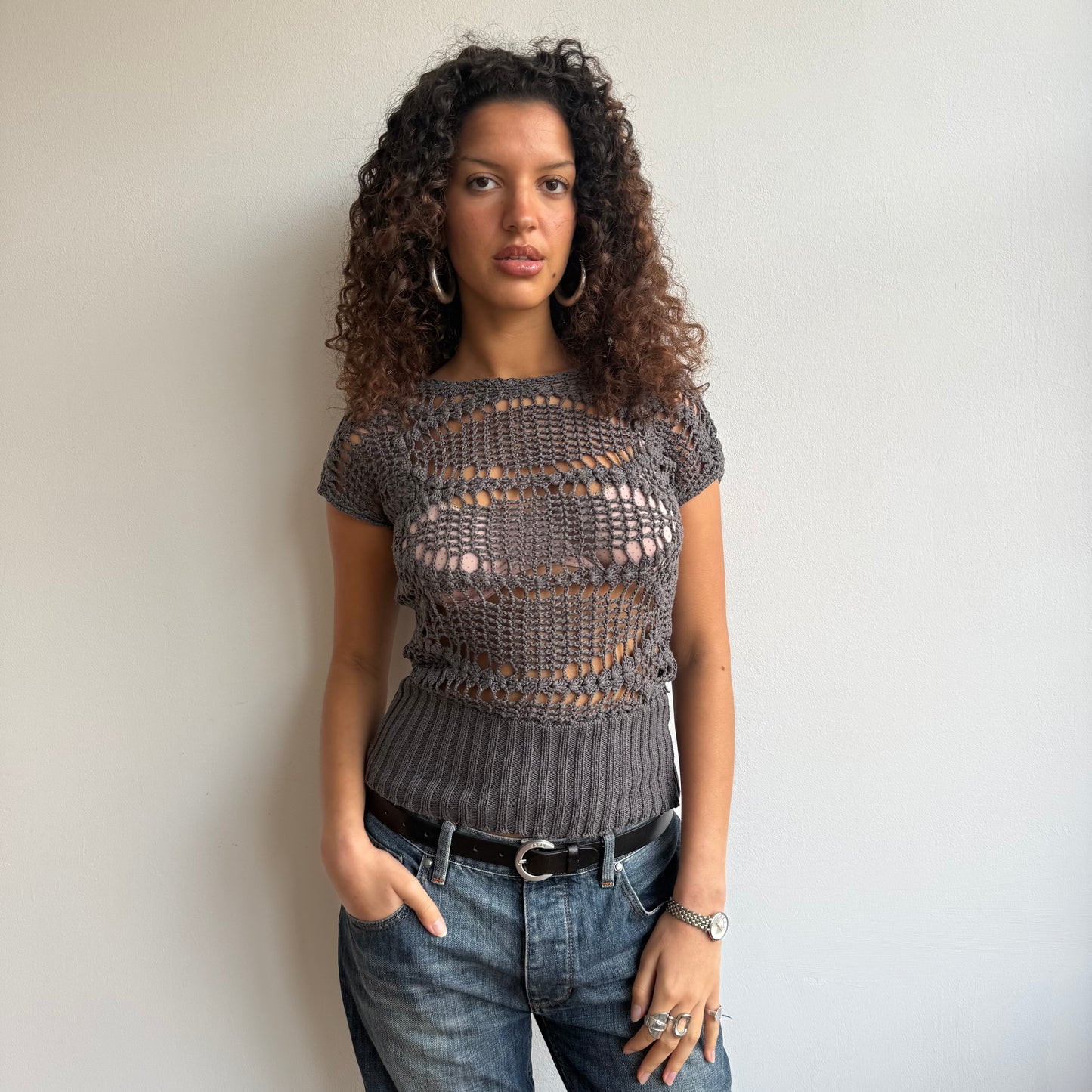 Charcoal crochet knit - Size S