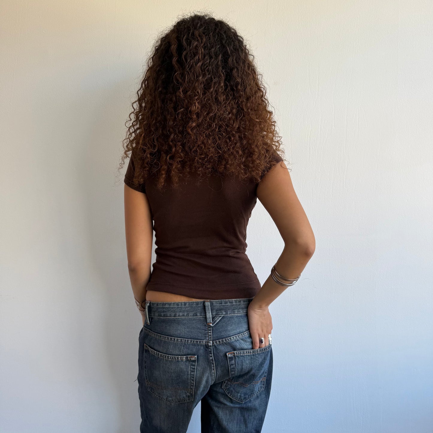 Brown polo top - Size S