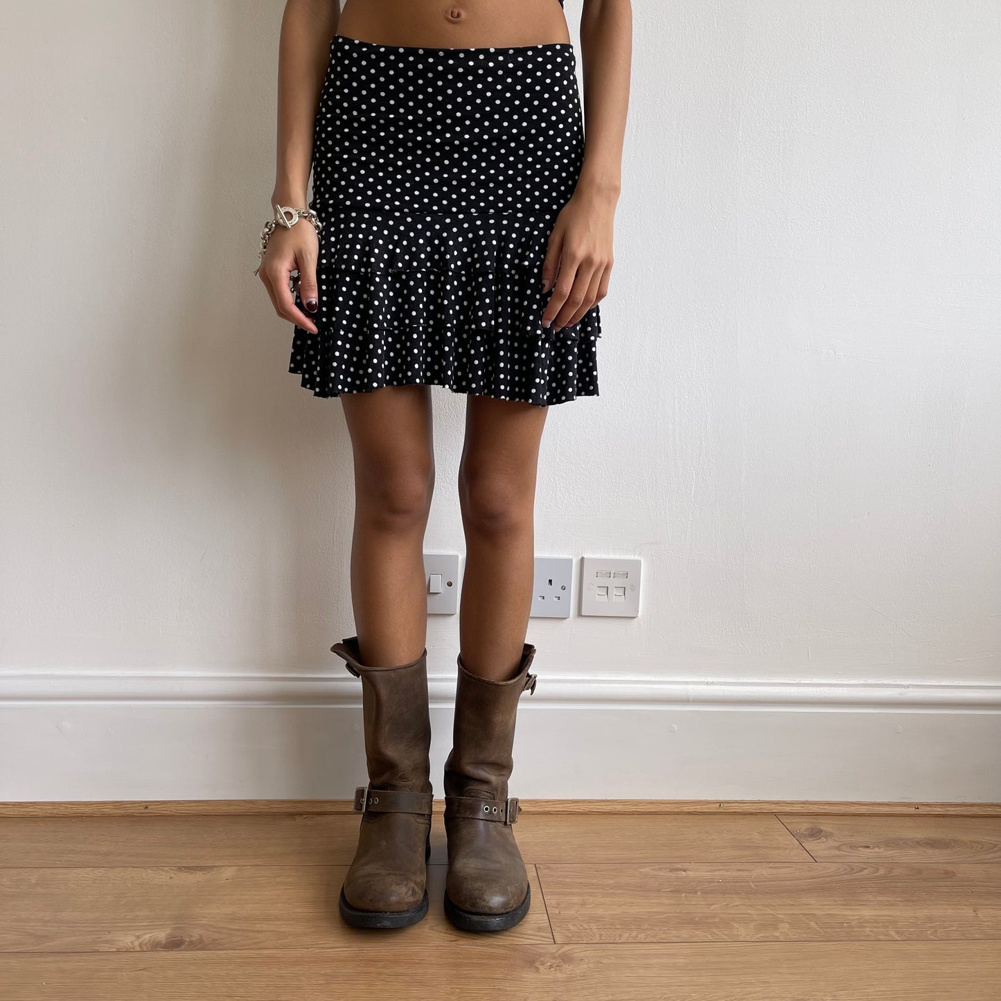 Polka dot ruched rara skirt - Size S