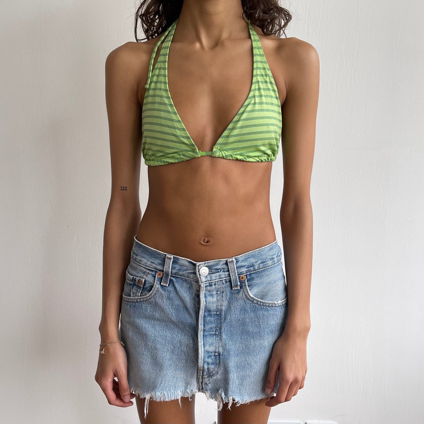 Green stripe bikini - Size M
