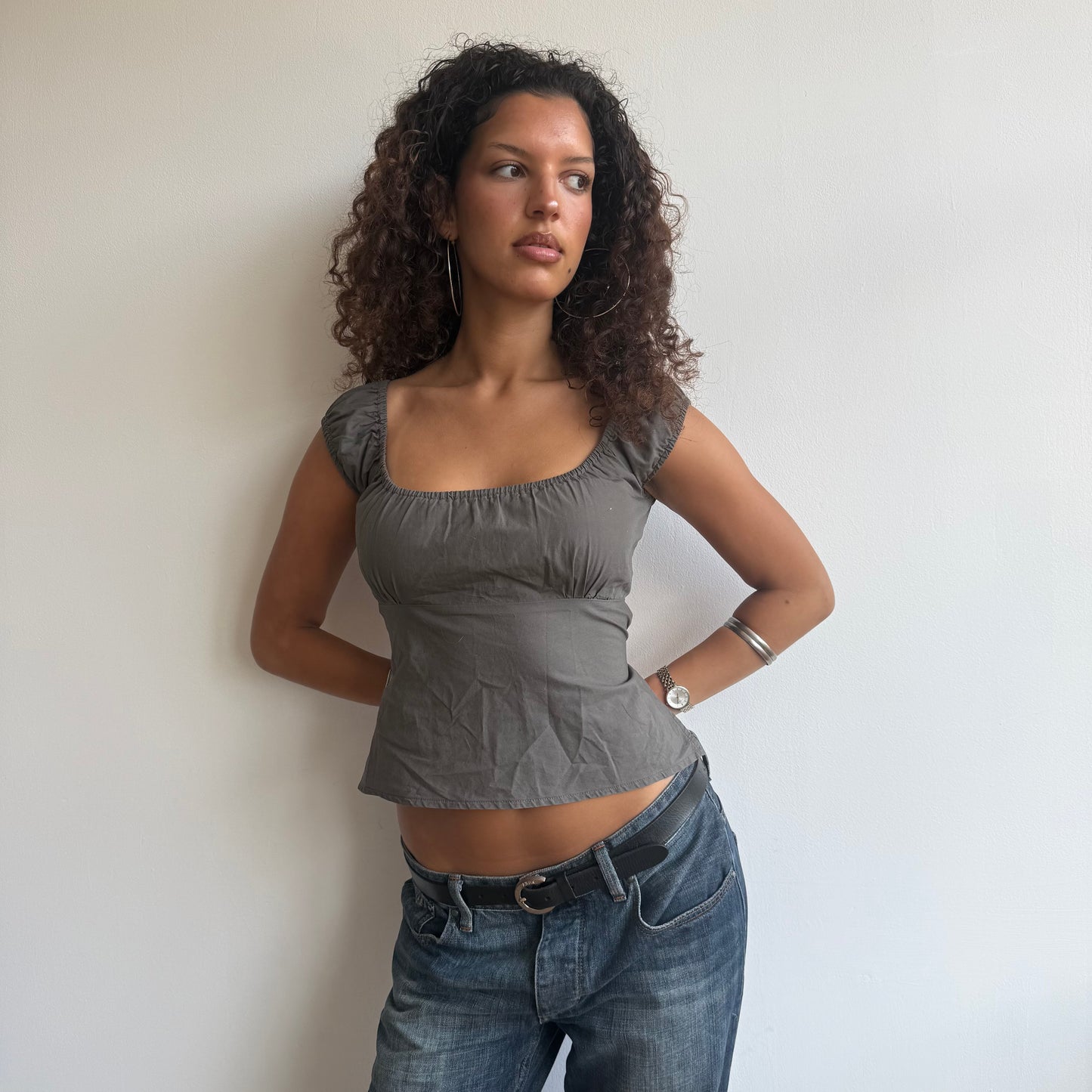 Khaki backless top - Size S/M