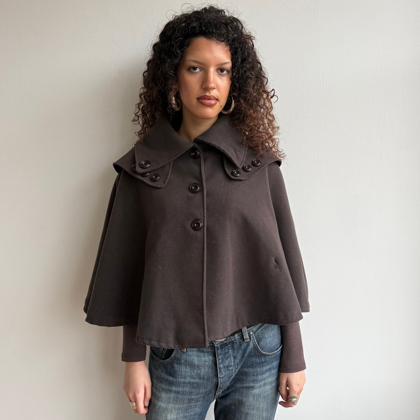 Brown button cape - One Size