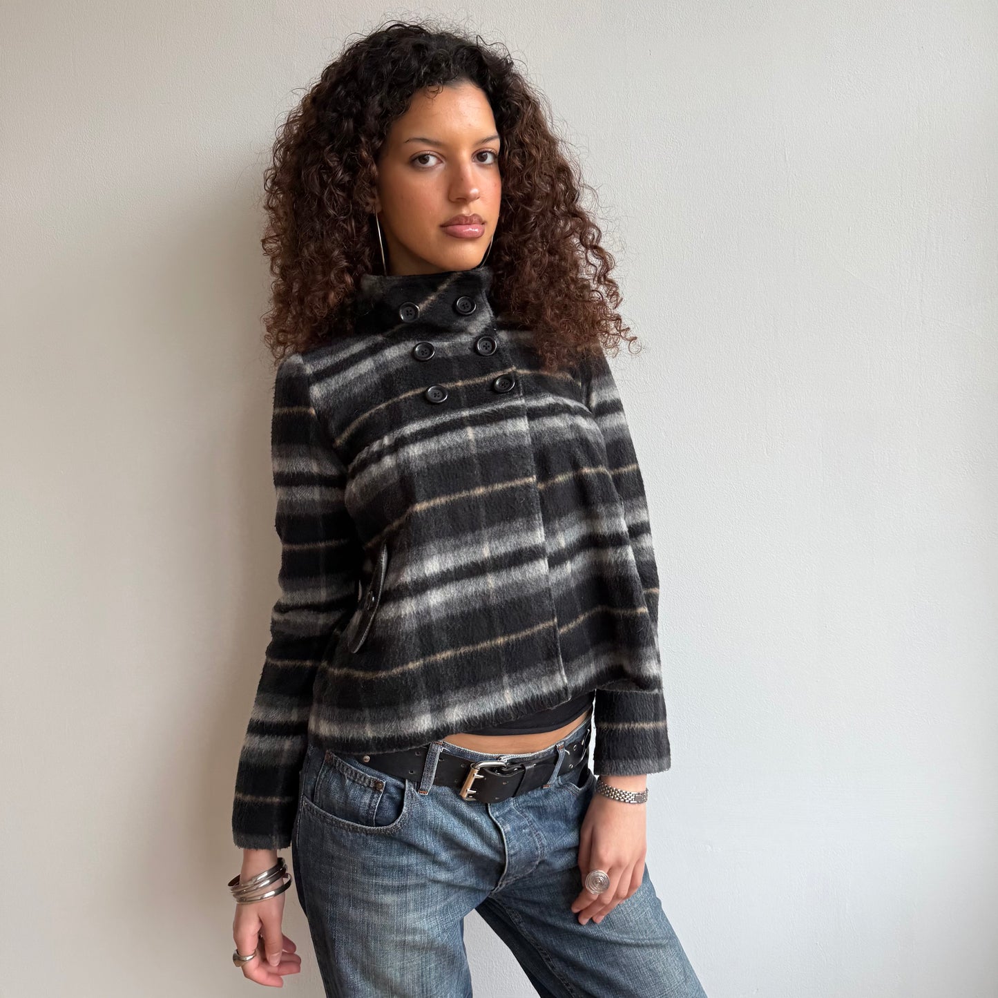 Plaid peacoat - Size S