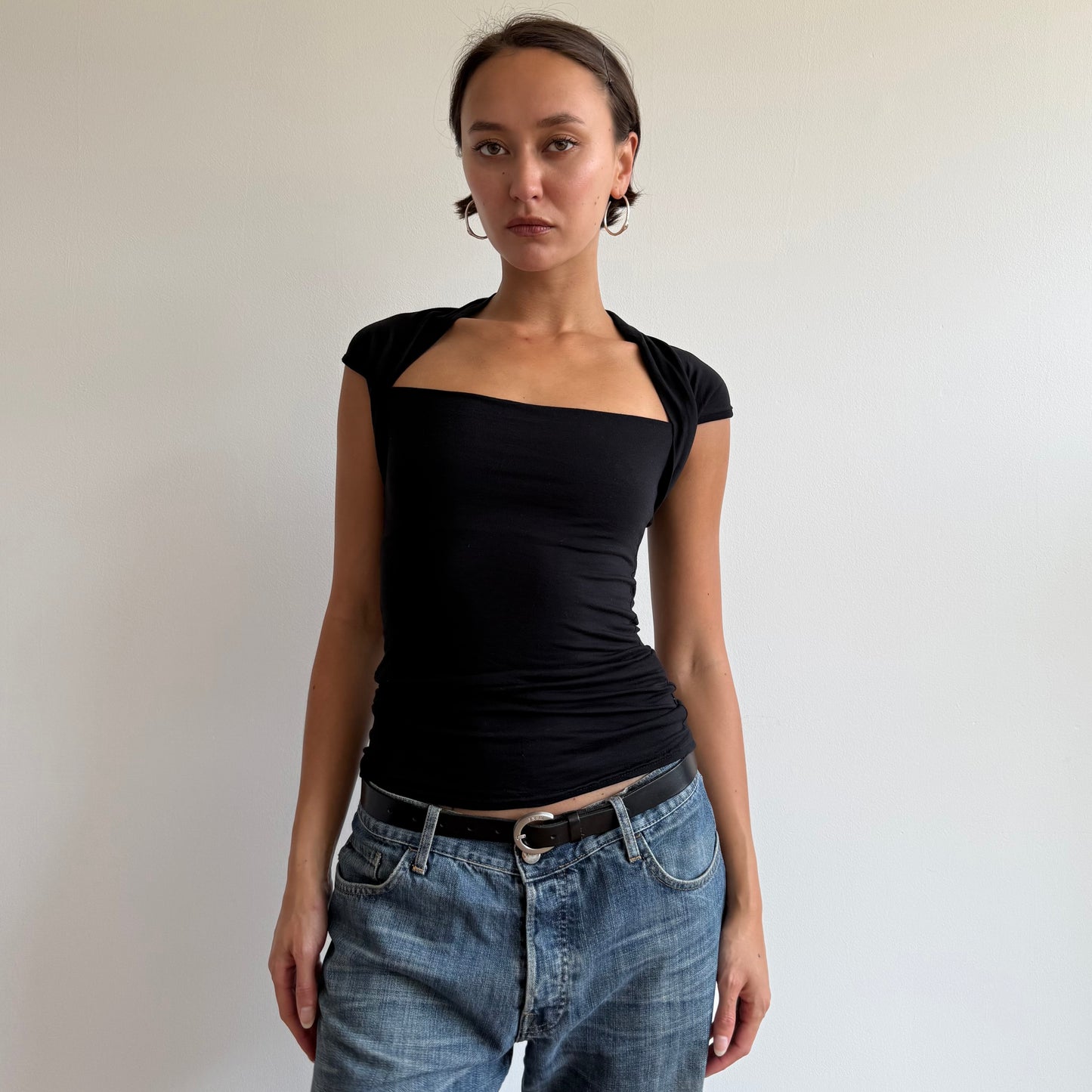 Black keyhole bolero top - Size S