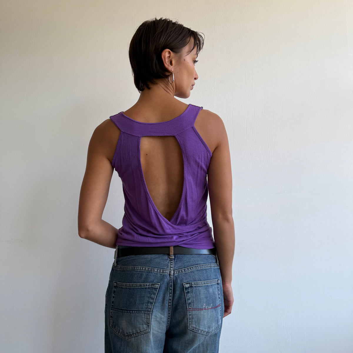 Purple open back top - Size S