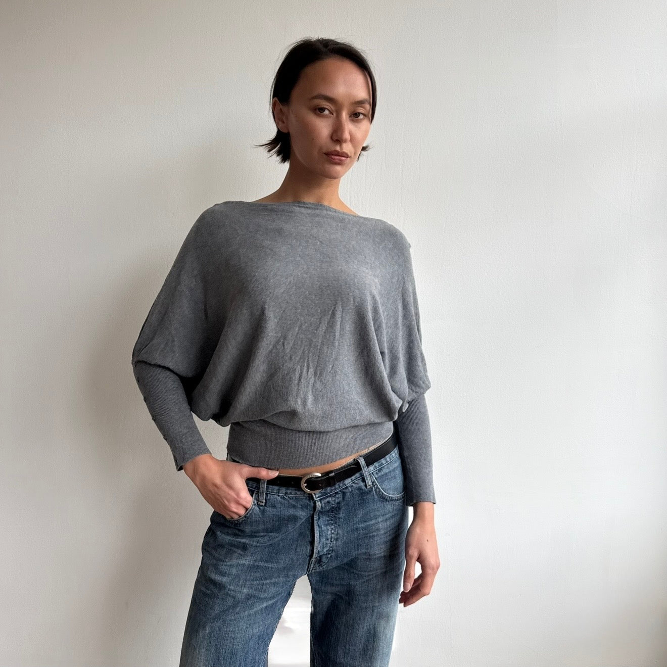 Grey batwing slouchy knit - Size S/M