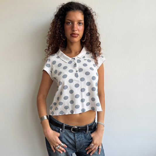 White polka dot Lacoste polo - Size S/M