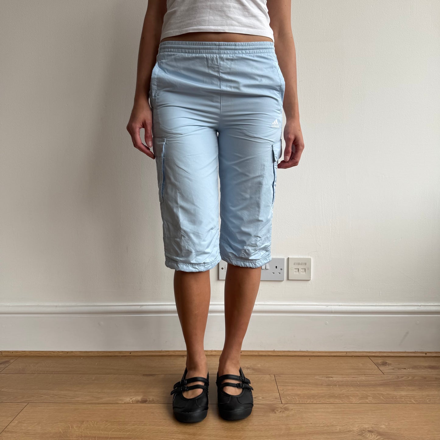 Baby blue Adidas cargo capris - Size XS