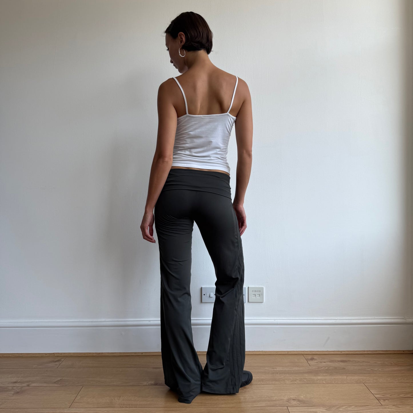 Khaki Adidas stripe flared yoga pants - Size S-M
