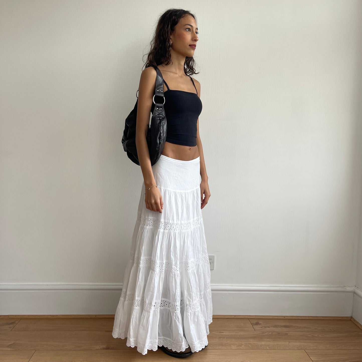 White boho maxi skirt - Size S
