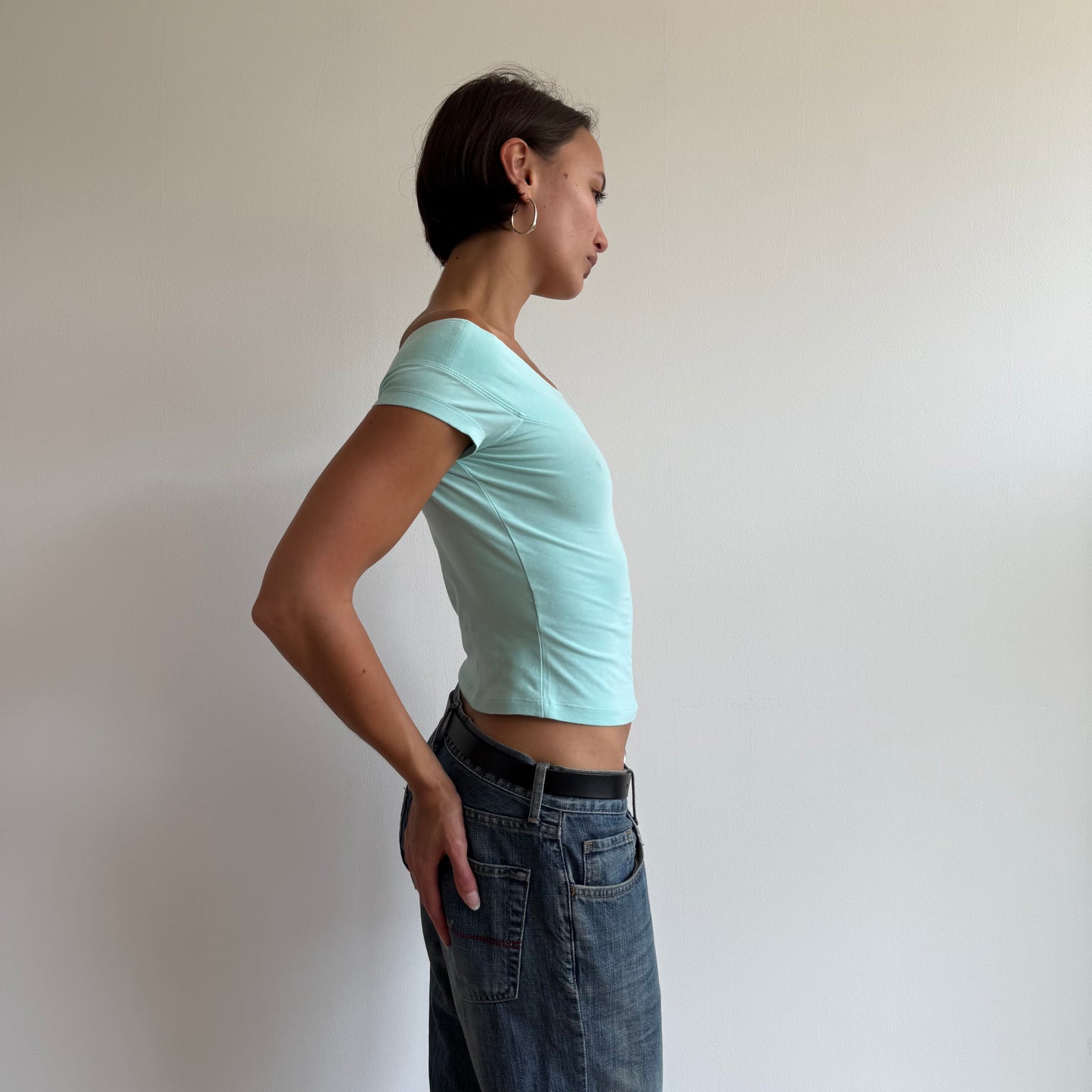 Turquoise bardot top - Size XS