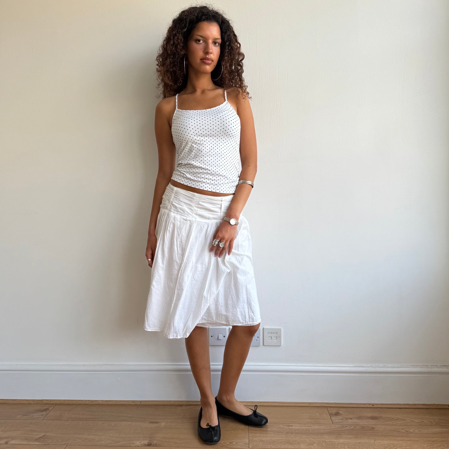 White pleat midi skirt - Size S/M