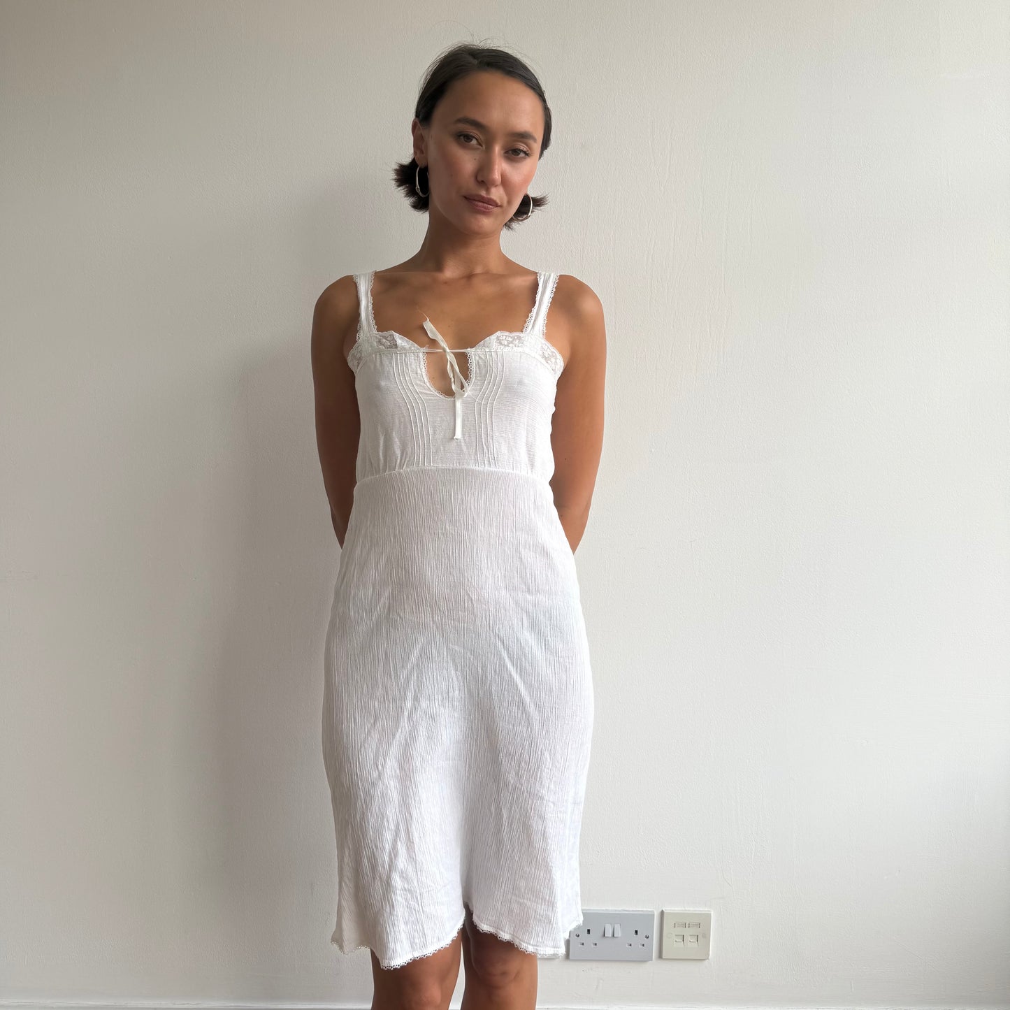 White cheesecloth milkmaid dress - Size S