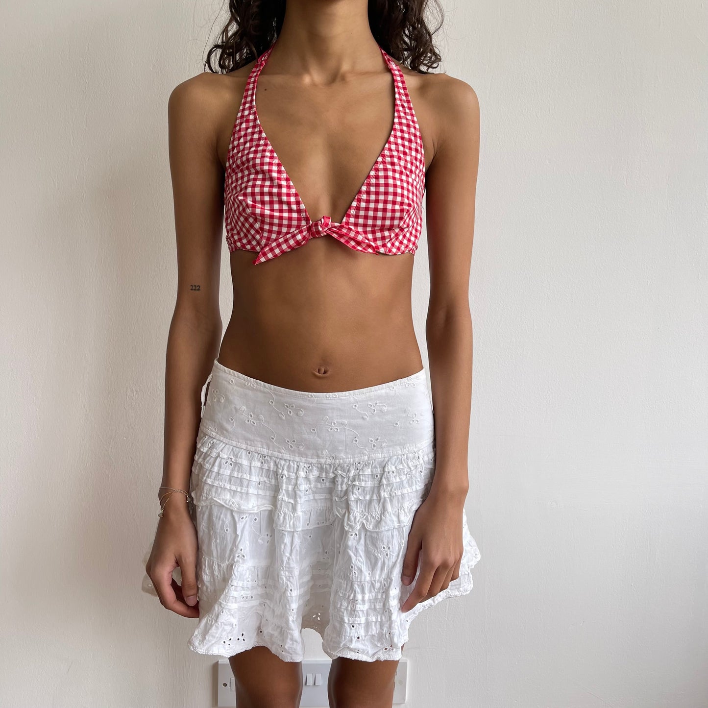 White broderie mini skirt - Size XS