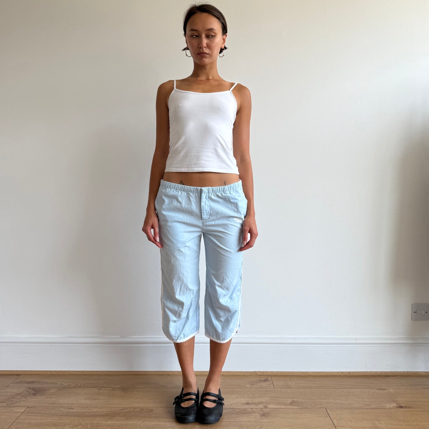 Blue Nike side stripe capris - Size S