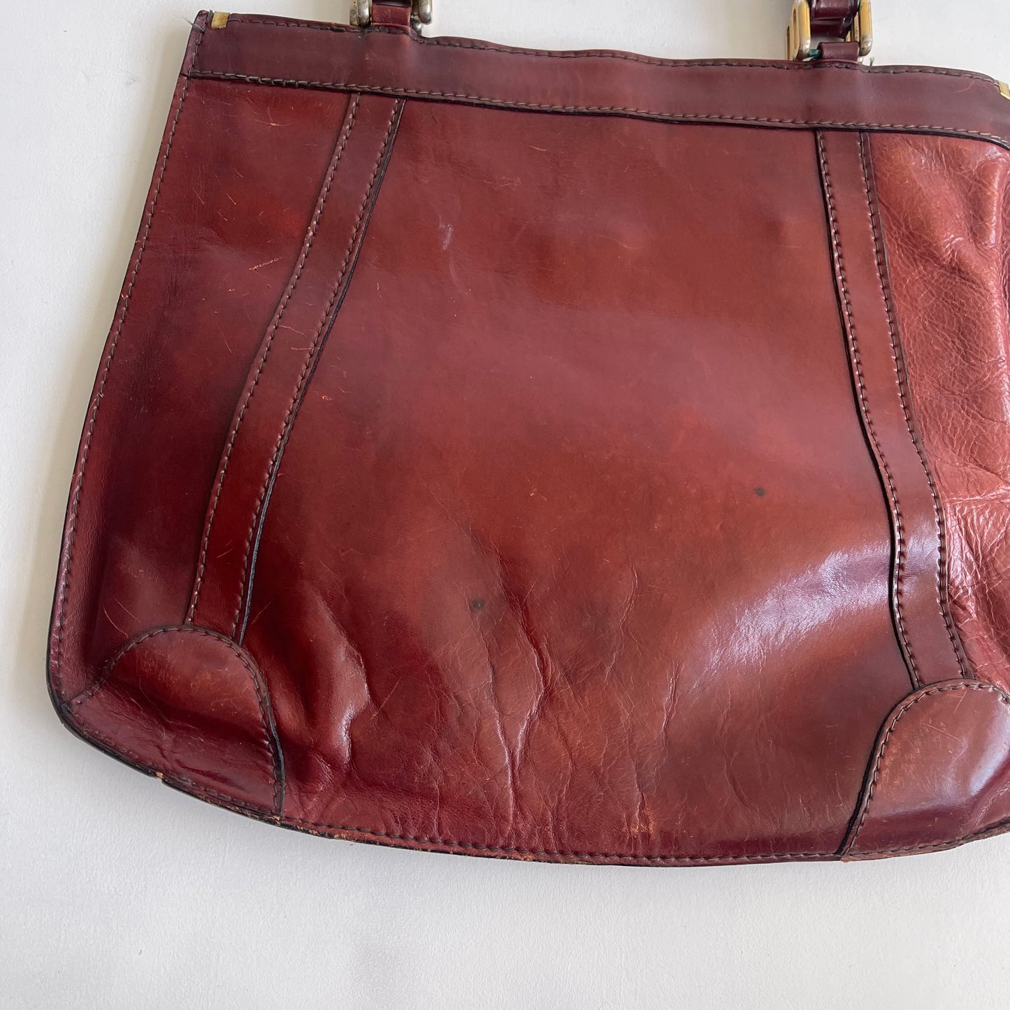 Burgundy leather bag - O/S