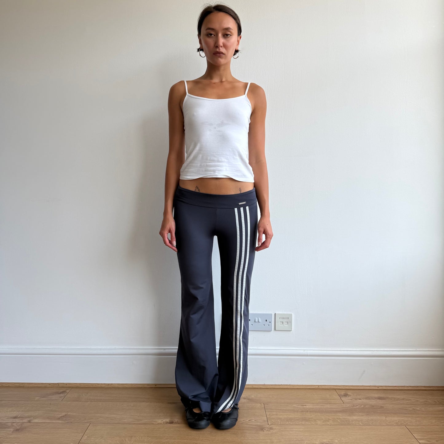 Adidas striped flared yoga pants + top - Size S