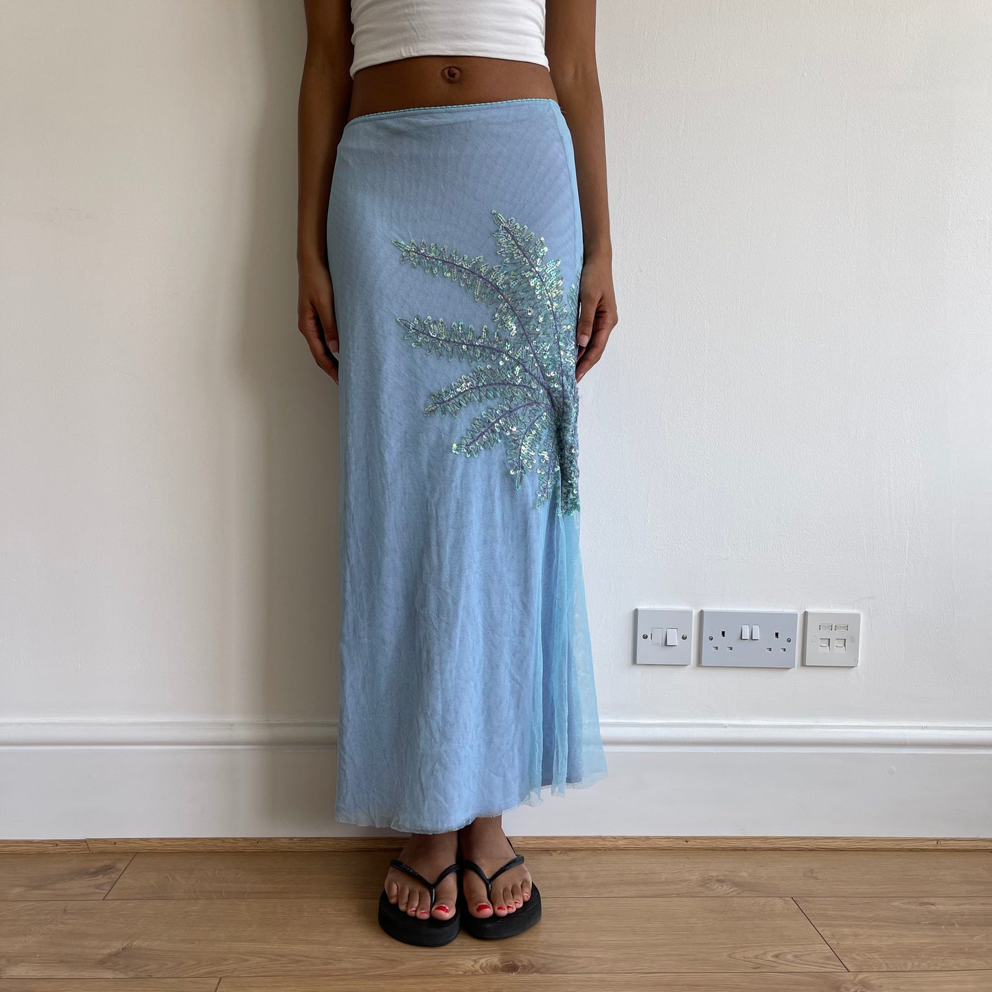 Blue mesh sequin maxi skirt - Size S