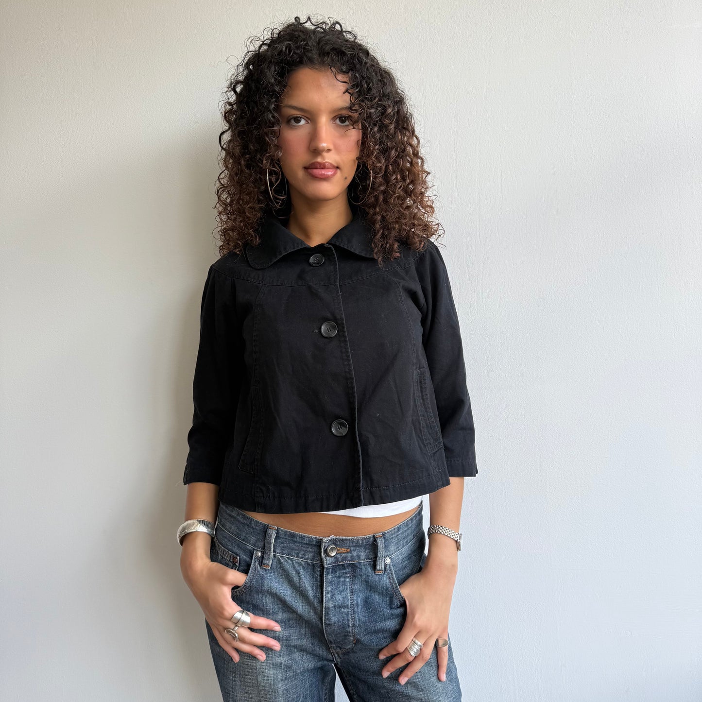Black 3/4 sleeve jacket - Size S