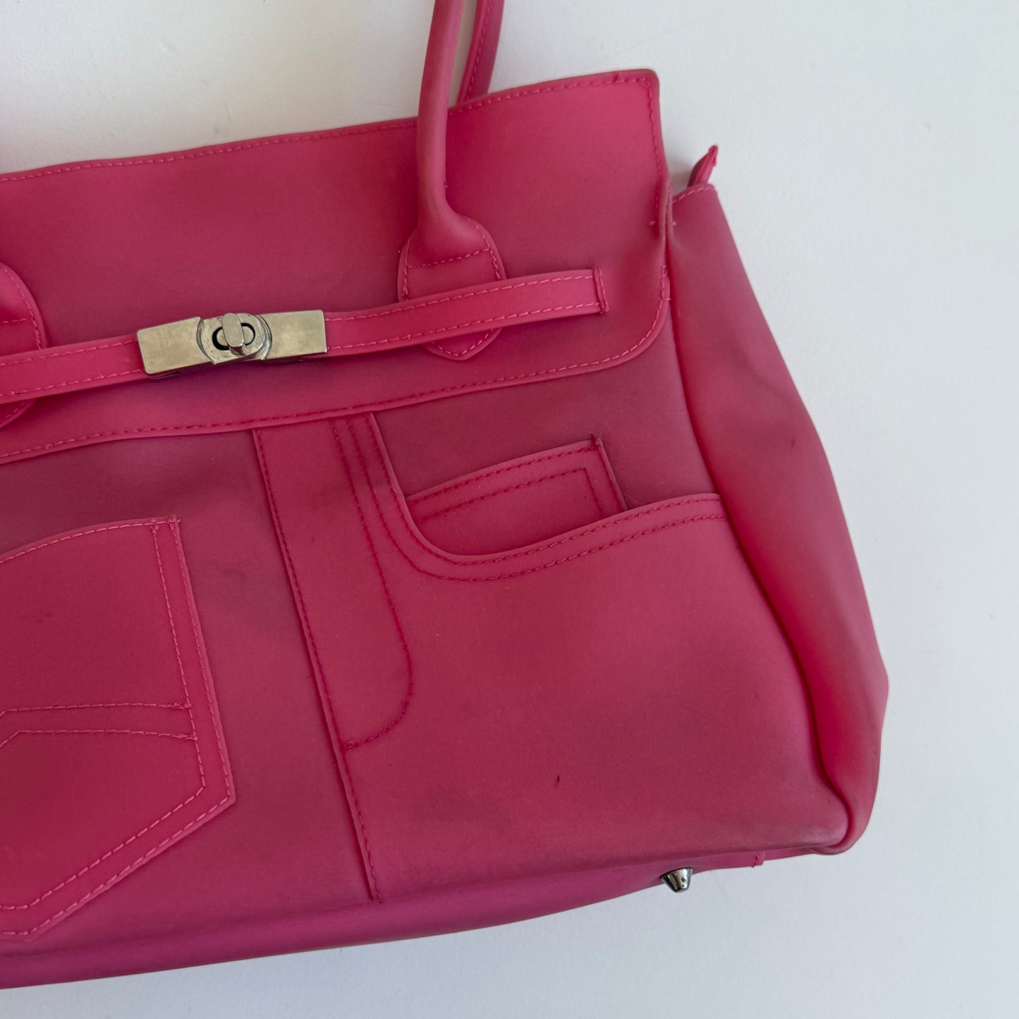 Hot pink jelly ‘firkin’ bag - One Size