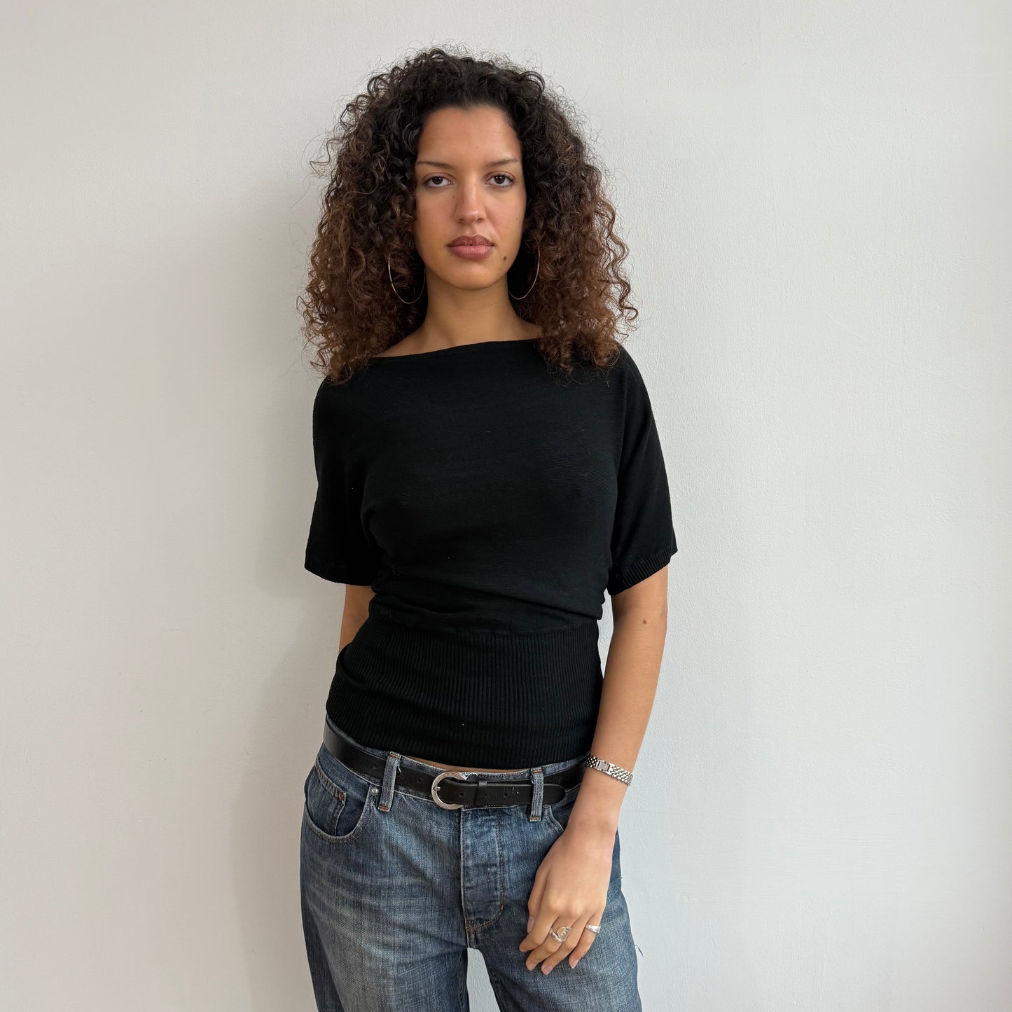 Black short sleeve knit - Size S