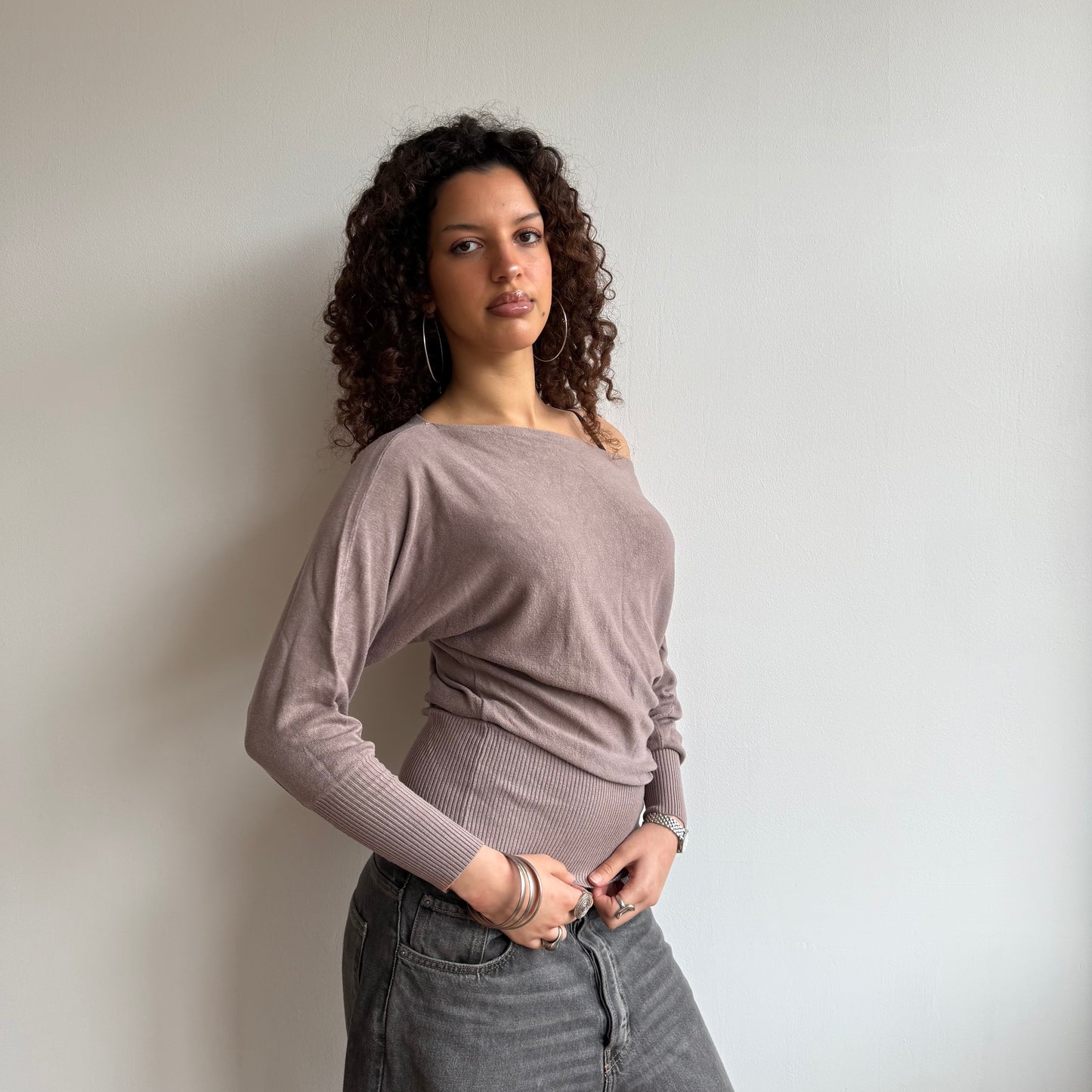 Beige (2) slouchy knit jumper - Size S-M