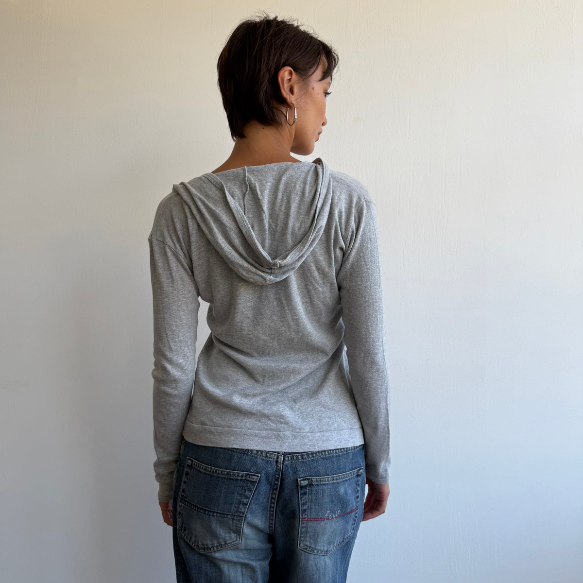 Grey hooded long sleeve top - Size M