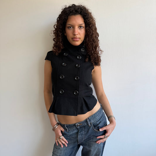 Black short sleeve peacoat - Size S/M