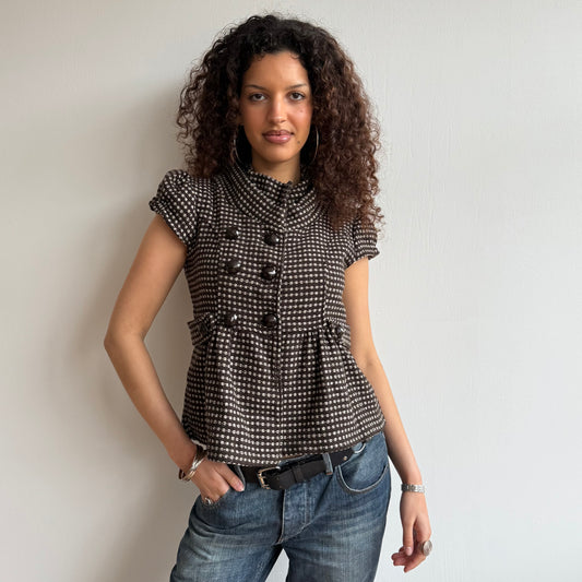 Brown short sleeve peacoat - Size S/M