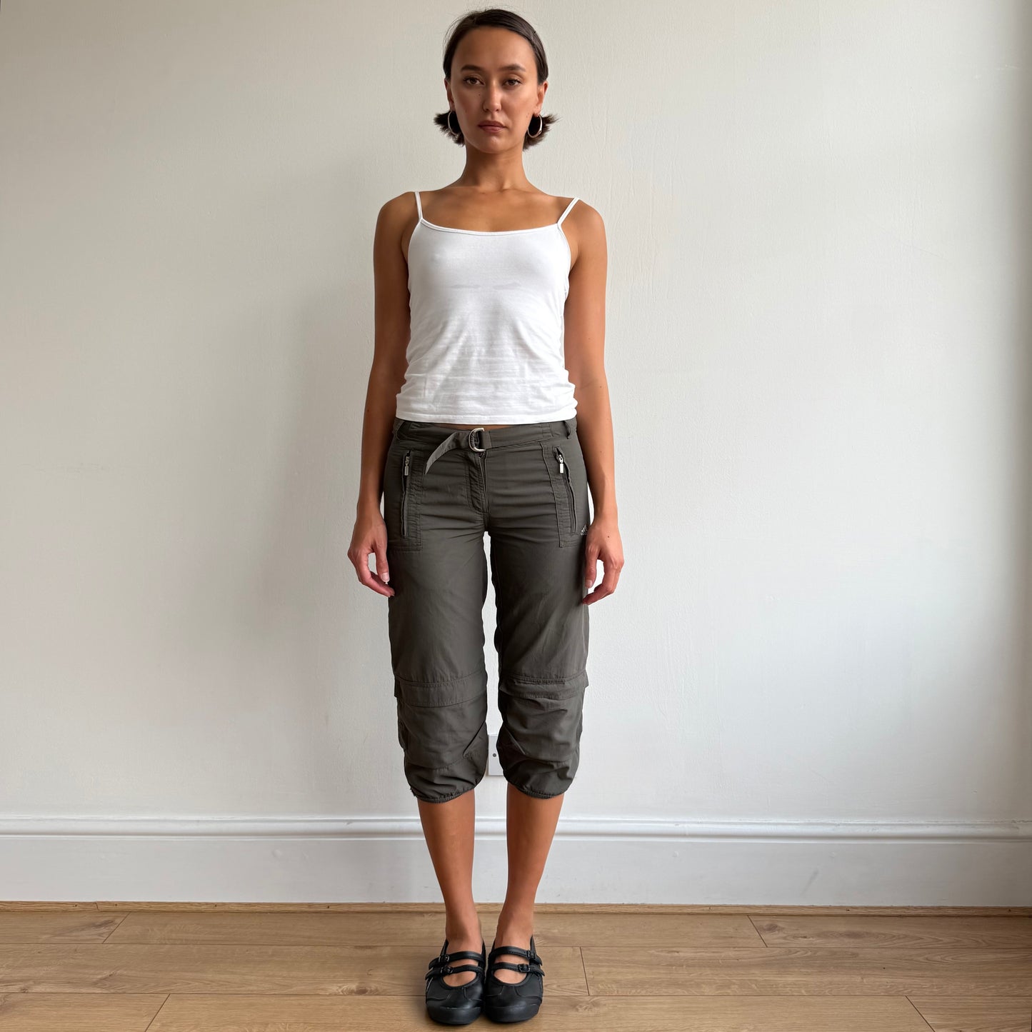 Khaki Adidas belt capris - Size XS