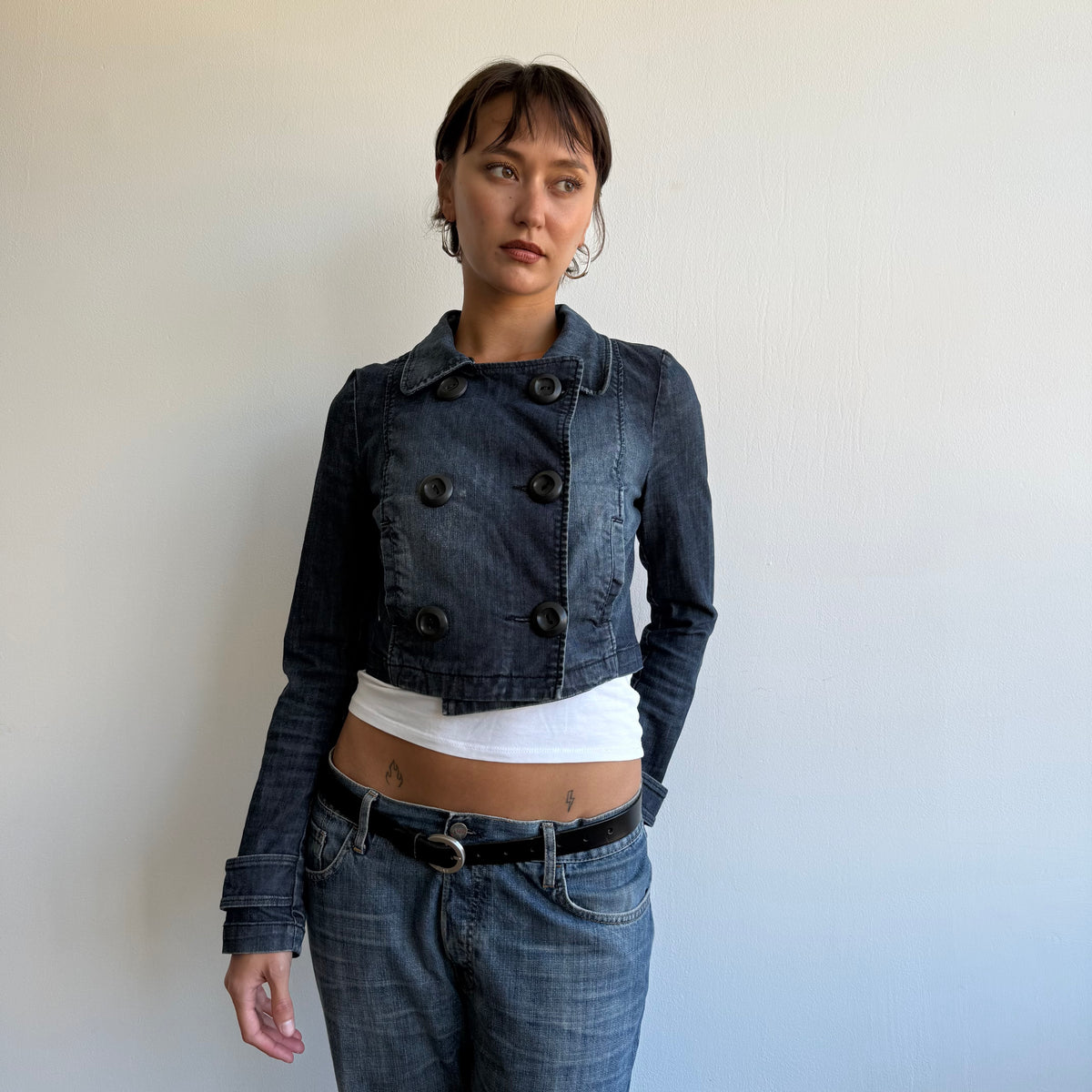 Denim cropped peacoat - Size S