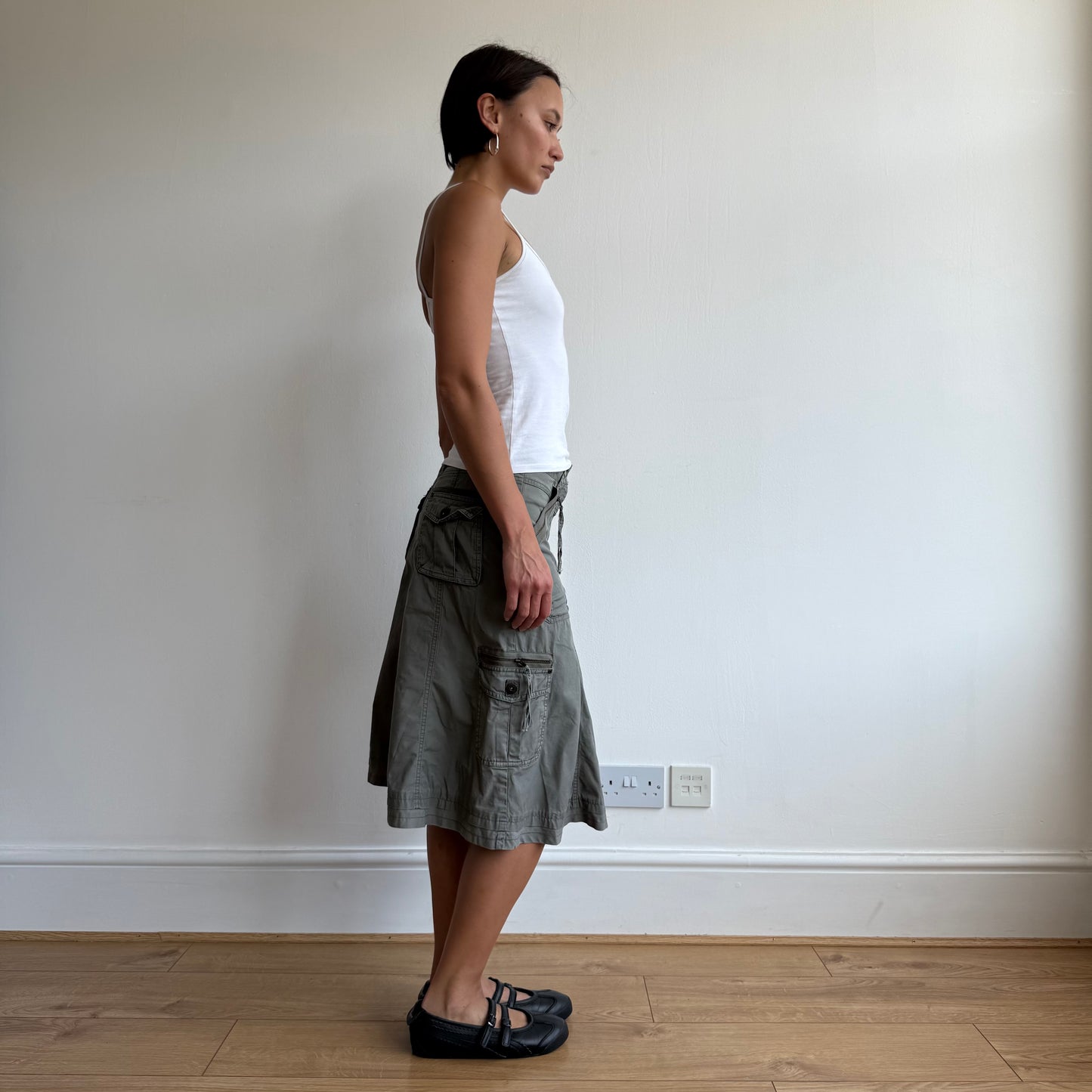Khaki cargo midi skirt - Size S