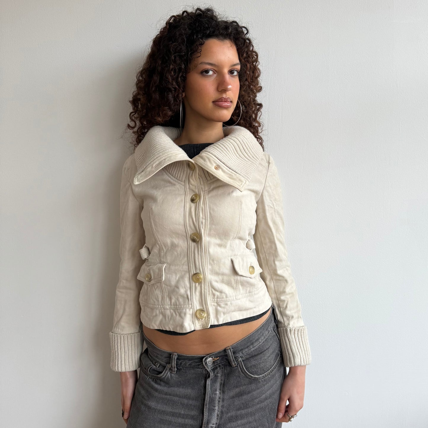 Cream button up jacket - Size S