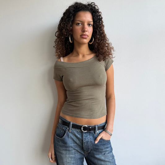 Khaki Bardot t-shirt - Size S
